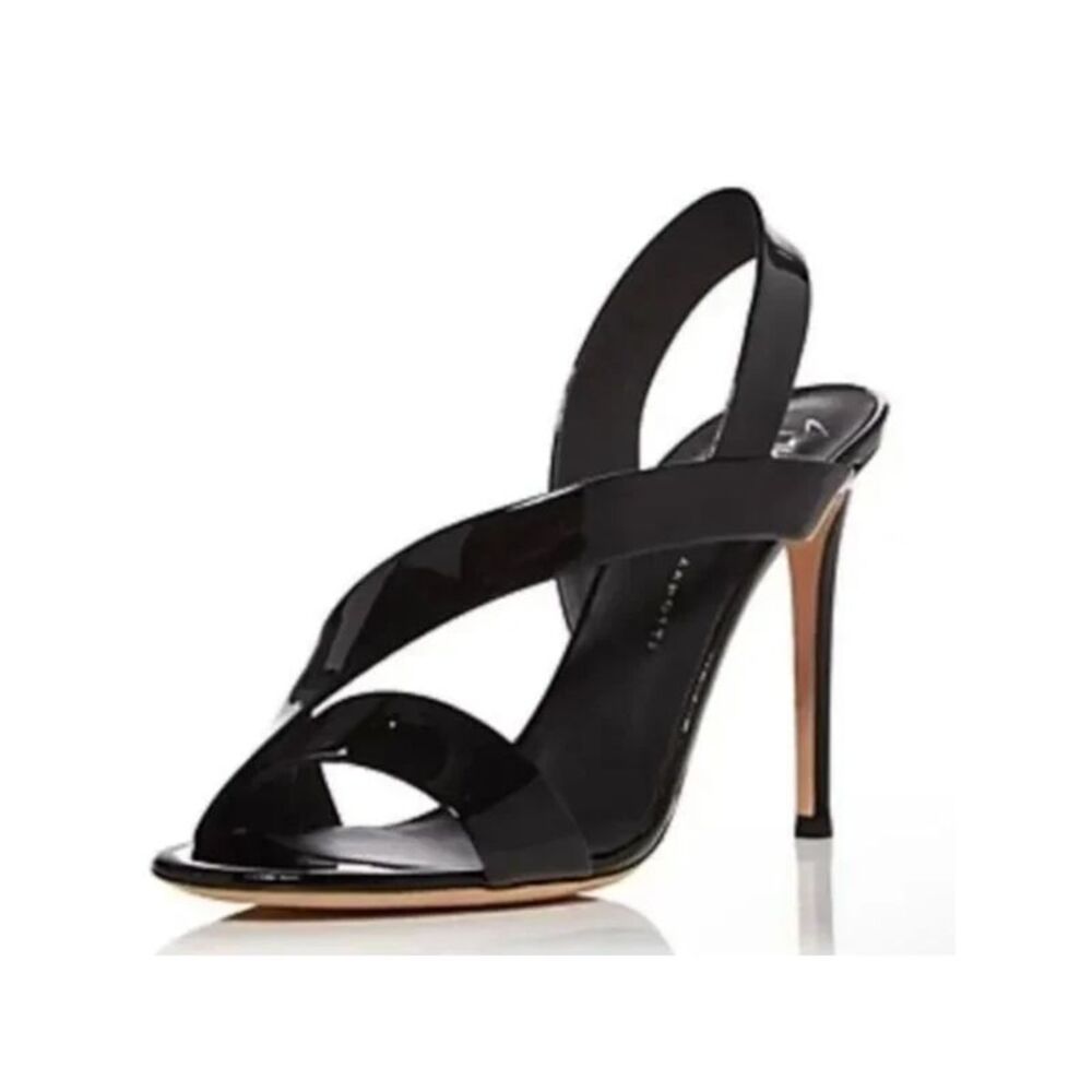 GIUSEPPE ZANOTTI Womens Black Basic 105 Stiletto Slip On Slingback Sandal 35.5